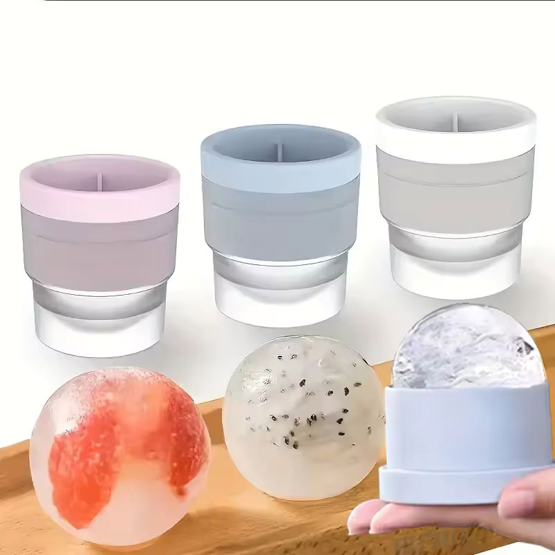 Ice Mold Sphere - แม่พิมพ์ซิลิโคนทรงกลมสำหรับทำน้ำแข็ง 1/2 ชิ้น แม่พิมพ์ทรงกลมขนาดใหญ่สำหรับทำน้ำแข็ง DIY เหมาะสำหรับบาร์