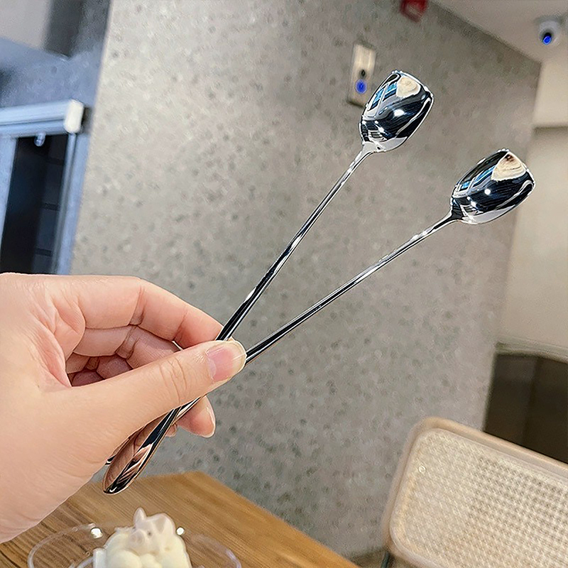 Ice Pick Pick - ช้อนสแตนเลสด้ามยาว20ซม. ช้อนคนไอศกรีมสุดสร้างสรรค์ช้อนตักขนมผสมชาผสมค็อกเทลเกาหลี