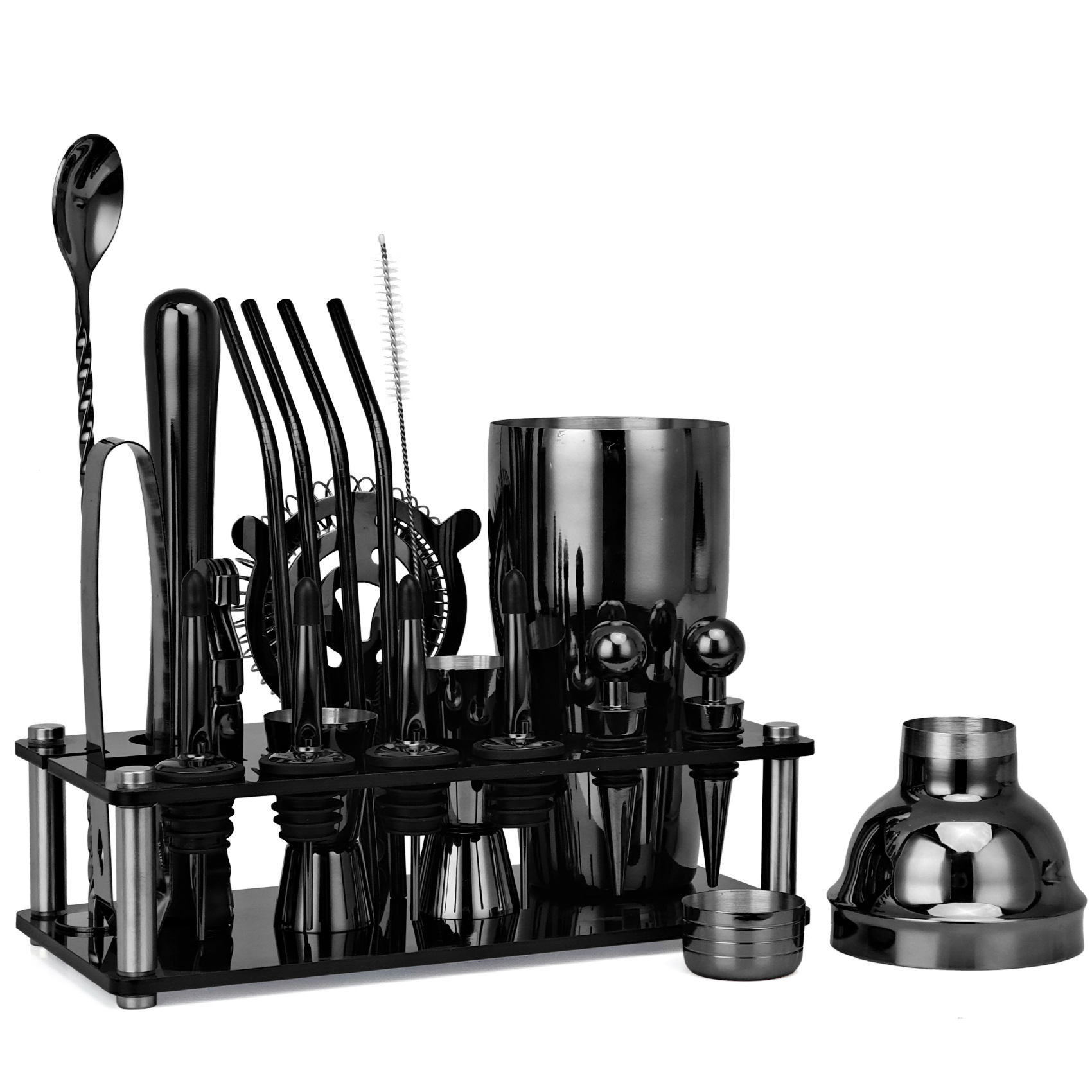 20ชิ้นสีดำ/ทองคำสีกุหลาบ/เงิน8 - Boston Shaker Set บทวิจารณ์และราคา